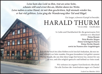 Traueranzeige von Harald Thurm von Südthüringer Presse