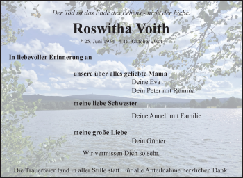 Traueranzeige von Roswitha Voit von Frankenpost