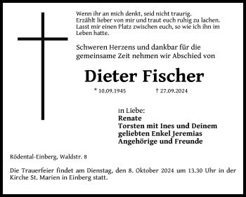 Traueranzeige von Dieter Fischer von Neue Presse Coburg
