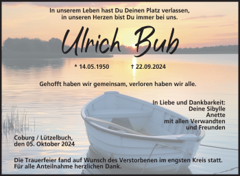 Traueranzeige von Ulrich Bub von Neue Presse Coburg