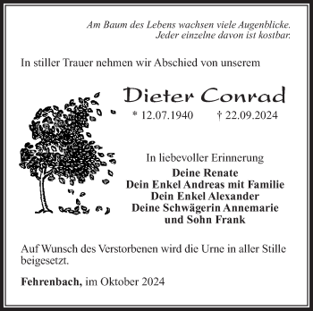 Traueranzeige von Dieter Conrad von Südthüringer Presse