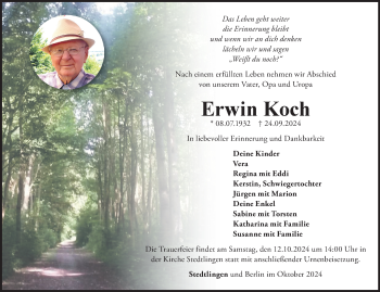 Traueranzeige von Erwin Koch von Südthüringer Presse