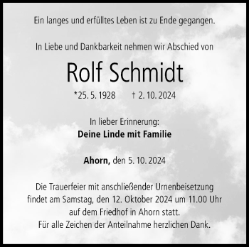 Traueranzeige von Rolf Schmidt von Neue Presse Coburg
