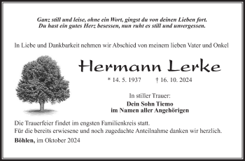 Traueranzeige von Hermann Lerke von Südthüringer Presse