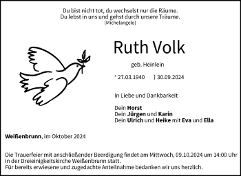 Traueranzeige von Ruth Volk von Neue Presse Coburg
