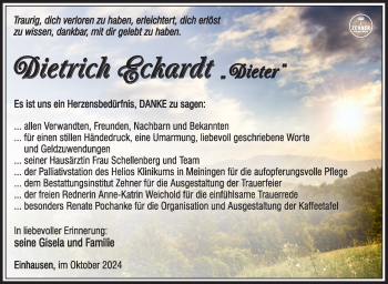 Traueranzeige von Dietrich Eckardt von Südthüringer Presse