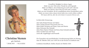 Traueranzeige von Christine Schemm von Südthüringer Presse