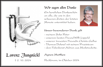 Traueranzeige von Lorenz Jungnickl von Frankenpost