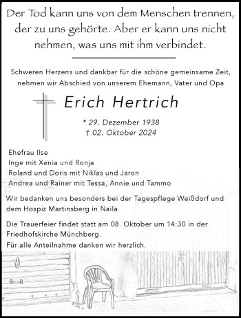 Traueranzeige von Erich Hertrich von Frankenpost