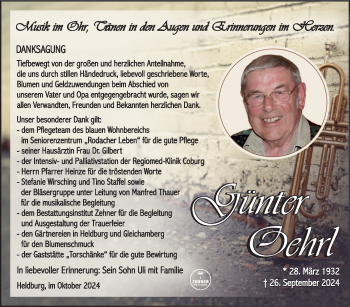 Traueranzeige von Günter Oehrl von Südthüringer Presse