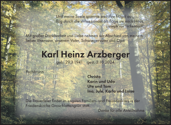 Traueranzeige von Karl-Heinz Arzberger von Frankenpost