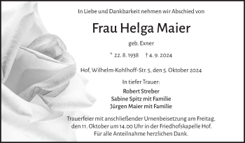 Traueranzeige von Helga Maier von Frankenpost