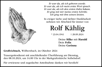 Traueranzeige von Rolf Kählig von Neue Presse Coburg