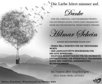 Traueranzeige von Hilmar Schein von Südthüringer Presse