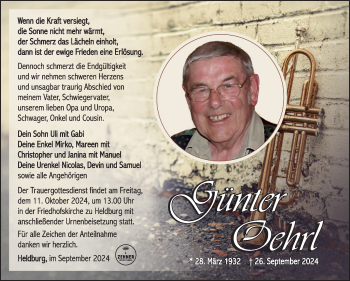 Traueranzeige von Günter Oehrl von Südthüringer Presse