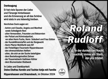 Traueranzeige von Roland Rudloff von Südthüringer Presse