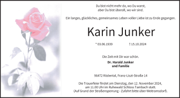 Traueranzeige von Karin Junker von Neue Presse Coburg