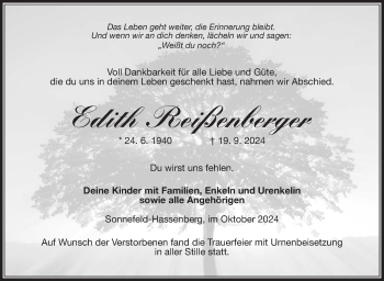 Traueranzeige von Edith Reißenberger von Neue Presse Coburg