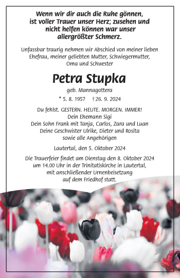 Traueranzeige von Petra Stupka von Neue Presse Coburg
