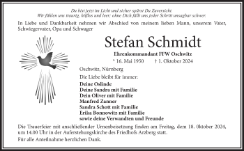 Traueranzeige von Stefan Schmidt von Frankenpost