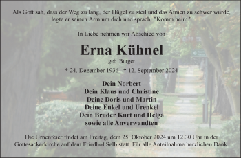 Traueranzeige von Erna Kühnel von Frankenpost
