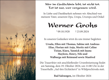 Traueranzeige von Werner Grohs von Südthüringer Presse