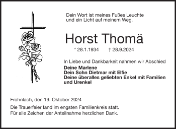 Traueranzeige von Horst Thomä von Neue Presse Coburg
