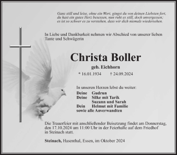 Traueranzeige von Christa Boller von Südthüringer Presse