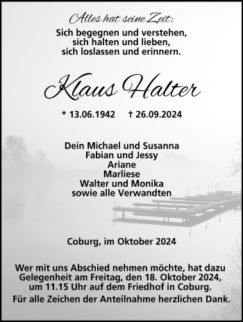 Traueranzeige von Klaus Halter von Neue Presse Coburg