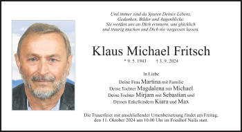Traueranzeige von Klaus Michael Fritsch von Frankenpost
