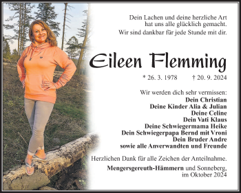 Traueranzeige von Eileen Flemming von Südthüringer Presse