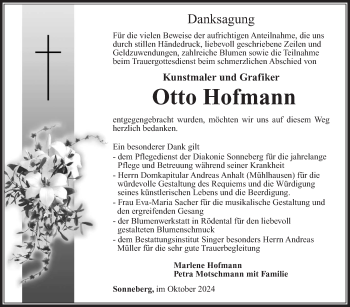 Traueranzeige von Otto Hofmann von Südthüringer Presse
