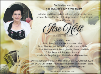Traueranzeige von Ilse Höll von Südthüringer Presse