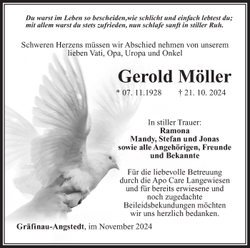 Traueranzeige von Gerold Möller von Südthüringer Presse