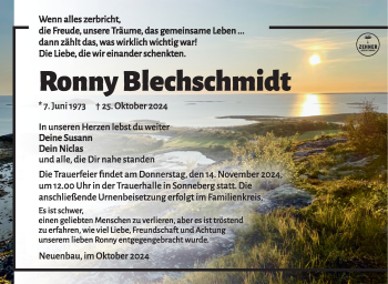 Traueranzeige von Ronny Blechschmidt von Südthüringer Presse
