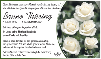 Traueranzeige von Bruno Thüring von Südthüringer Presse