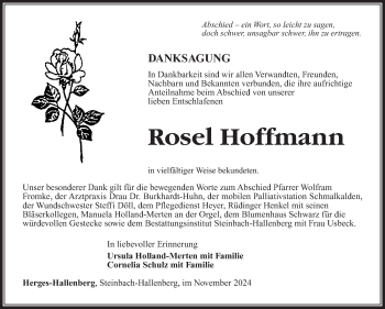 Traueranzeige von Rosel Hofmann von Südthüringer Presse