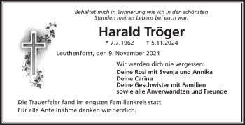 Traueranzeige von Harald Tröger von Frankenpost