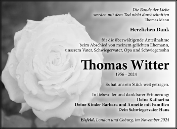 Traueranzeige von Thomas Witter von Südthüringer Presse