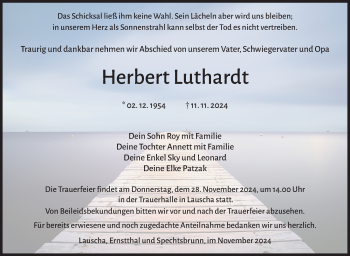 Traueranzeige von Herbert Luthardt von Südthüringer Presse