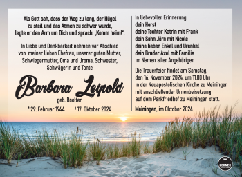 Traueranzeige von Barbara Leipold von Südthüringer Presse