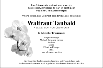 Traueranzeige von Waltraud Taubald von Frankenpost