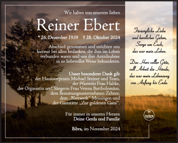 Traueranzeige von Reiner Ebert von Südthüringer Presse