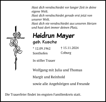 Traueranzeige von Heidrun Mayer von Neue Presse Coburg