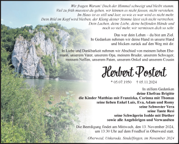 Traueranzeige von Herbert Postert von Südthüringer Presse