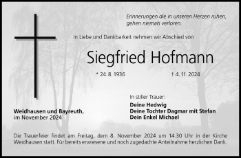 Traueranzeige von Siegfried Hofmann von Neue Presse Coburg