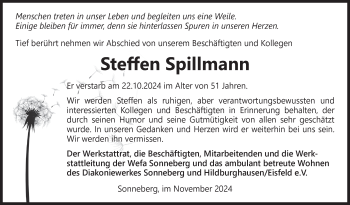Traueranzeige von Steffen Spillmann von Südthüringer Presse