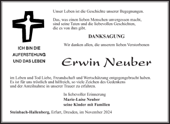 Traueranzeige von Erwin Neuber von Südthüringer Presse