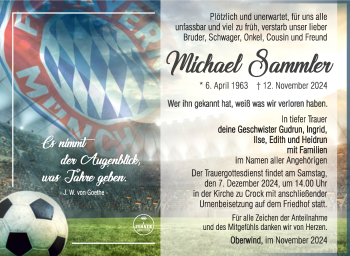Traueranzeige von Michael Sammler von Südthüringer Presse