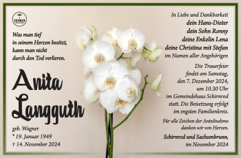 Traueranzeige von Anita Langguth von Südthüringer Presse